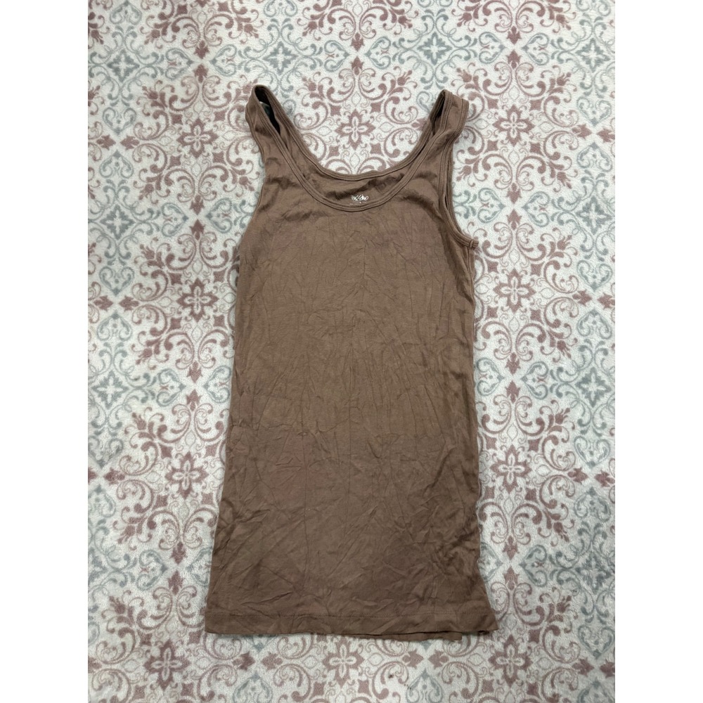 Mossimo Supply Co Womens Brown Ribbed Scoop Neck Tank Top Size M Longline